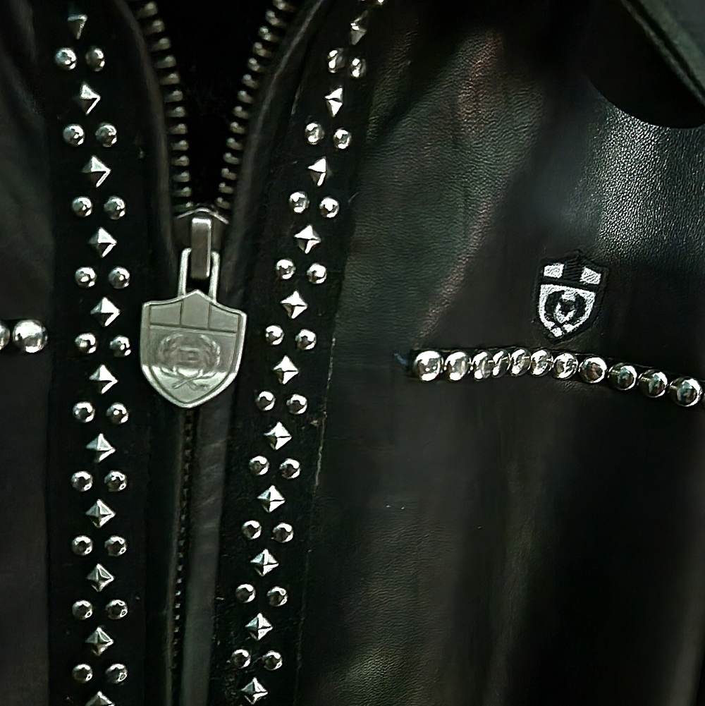 1 Of 1 Phat Farm Limited Edition Studded Premium Leather Coat Fur Lined 2X - Picture 9 of 14